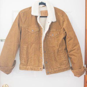Men's Small GAP Brown Corduroy Sherpa Lined Jacket